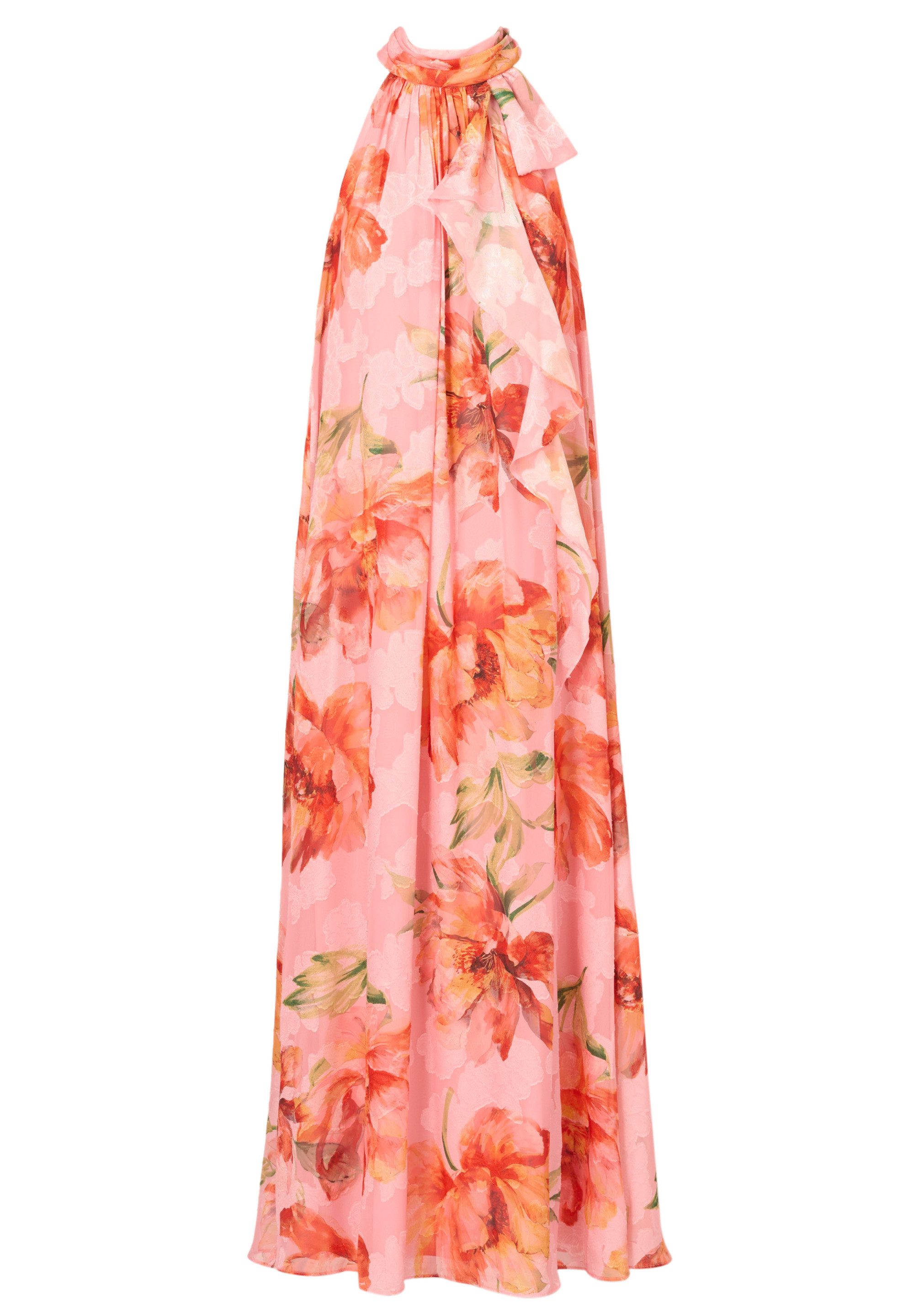 Adrianna Papell Sommerkleid Halter Trapeze Gown Elegantes, weiches Trapez-Kleid mit Blumenmuster