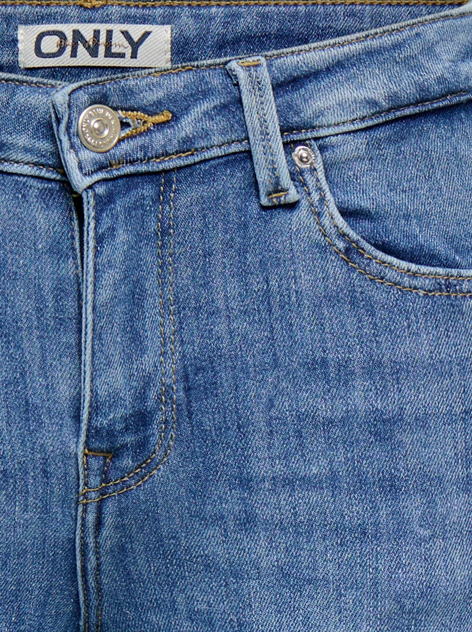 ONLY Skinny-fit-Jeans ONLPOWER MID SK PUSHUP KNEE CUT DNM mit Destroyed Detail