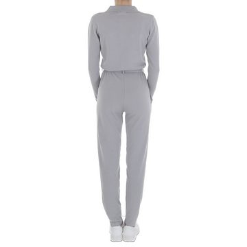 Ital-Design Overall Damen Freizeit Stretch Langer Jumpsuit in Grau