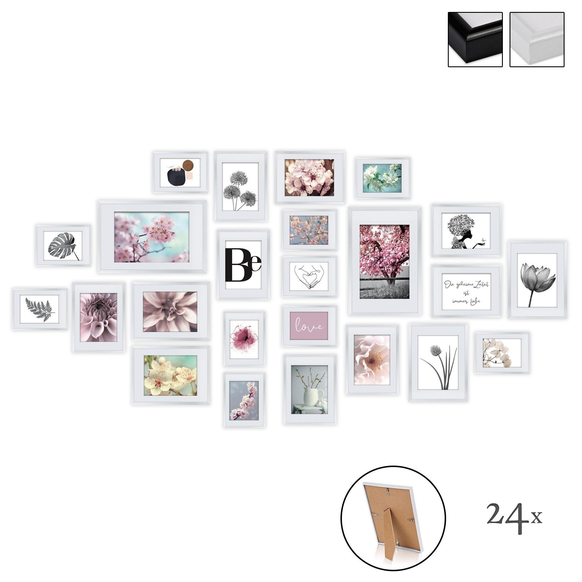 bomoe Bilderrahmen 24er Bilderrahmen Set Weiß Fotorahmen, 10x 10x15 cm, 8X 13x18 cm, 4X 15x20 cm, 2X 20x30 cm – Bild 3 von 5