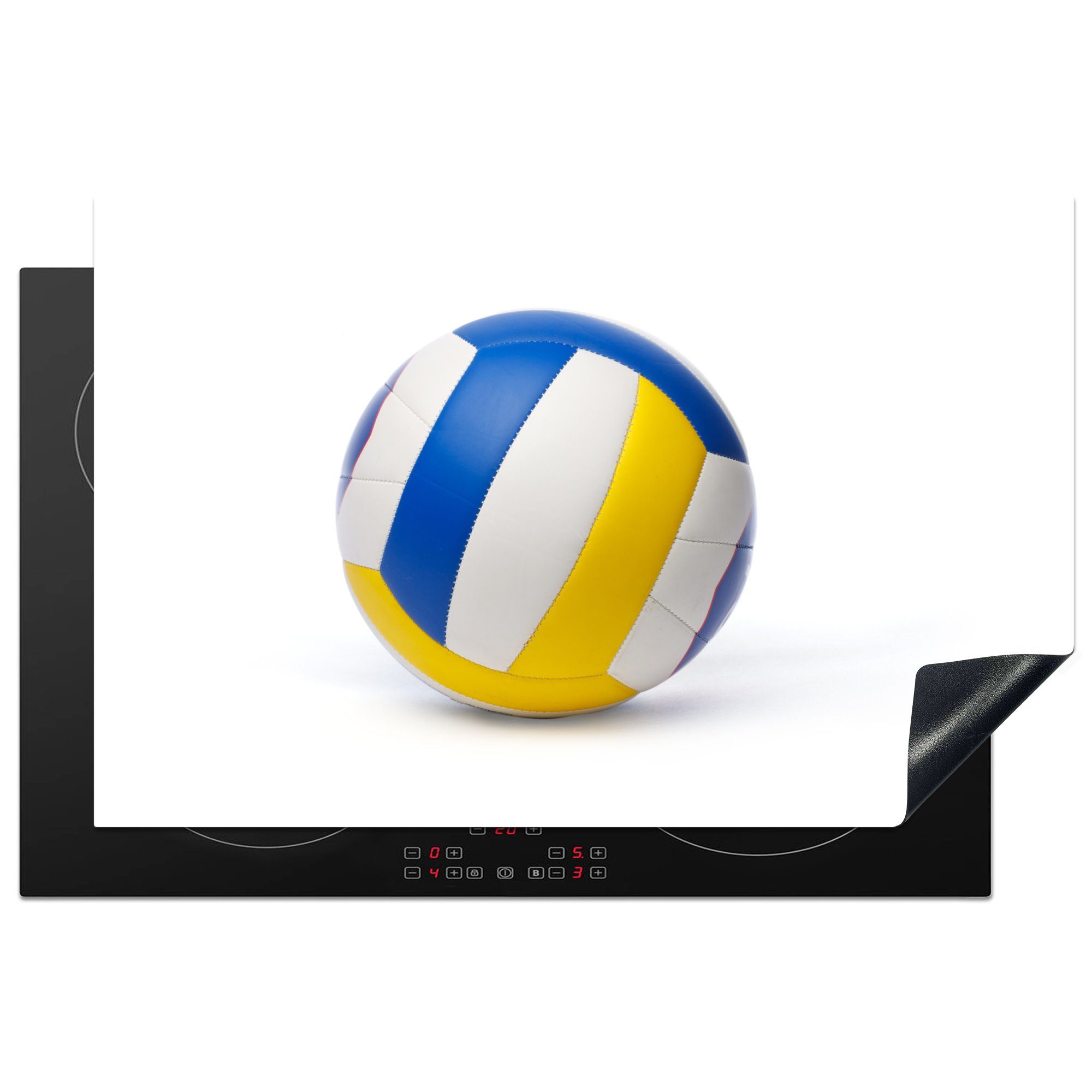 Volleyball die Hintergrund, tlg), für Herdblende-/Abdeckplatte 81x52 küche, auf Farbiger Induktionskochfeld (1 Vinyl, cm, weißem MuchoWow Ceranfeldabdeckung Schutz