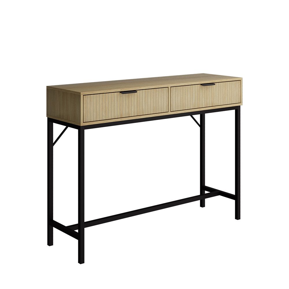 Vicco Konsolentisch Lennox, Eiche/Schwarz, 100 x 75 cm mit 2 Schubladen günstig online kaufen