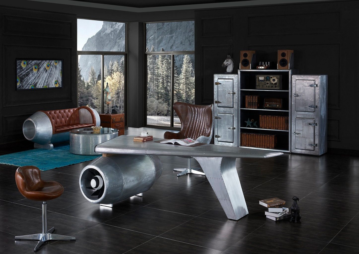 Xlmoebel Schreibtisch Aviator Bürotisch mit Flugzeug-Flügel-Design aus hochwertigem Material (Schreibtisch, 1-St., Schreibtisch), Hergestellt in Europa