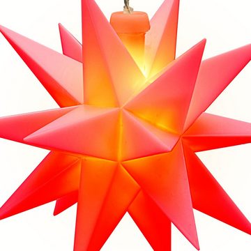 CEPEWA LED Dekolicht Leuchtstern Kunststoff Weihnachststern zum hängen rot Ø 12cm