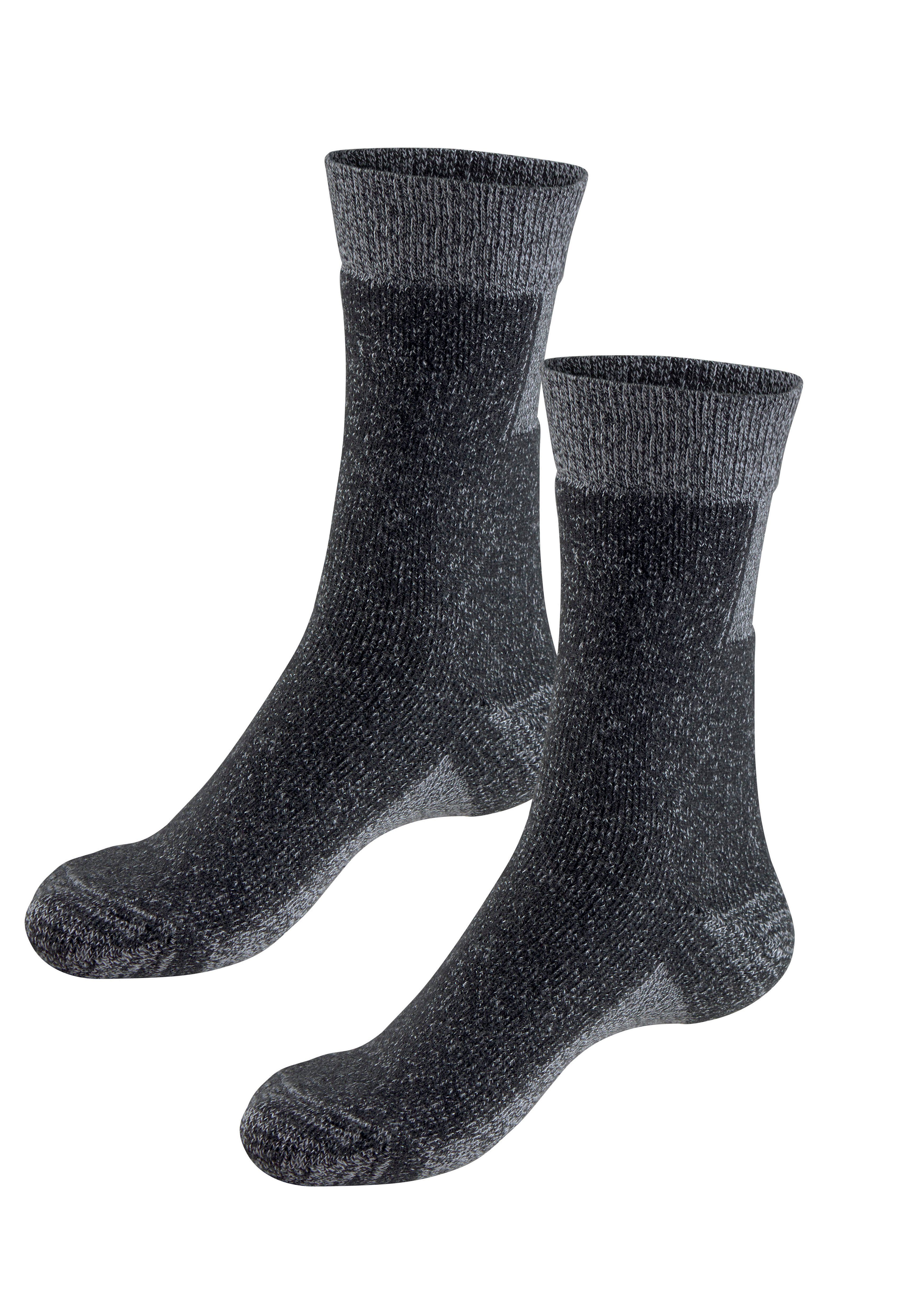 H.I.S Wandersocken Wandersocken Herren, Atmungsaktive Wintersocken (Packung, 2-Paar, Crew Sock) mit extra Stützfunktion und Polsterung