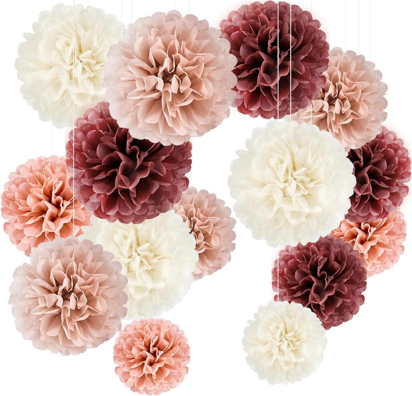 Hängedekoration Pompons Deko Set Rosegold 20er Seidenpapier Blume Thema Hochzeit Party