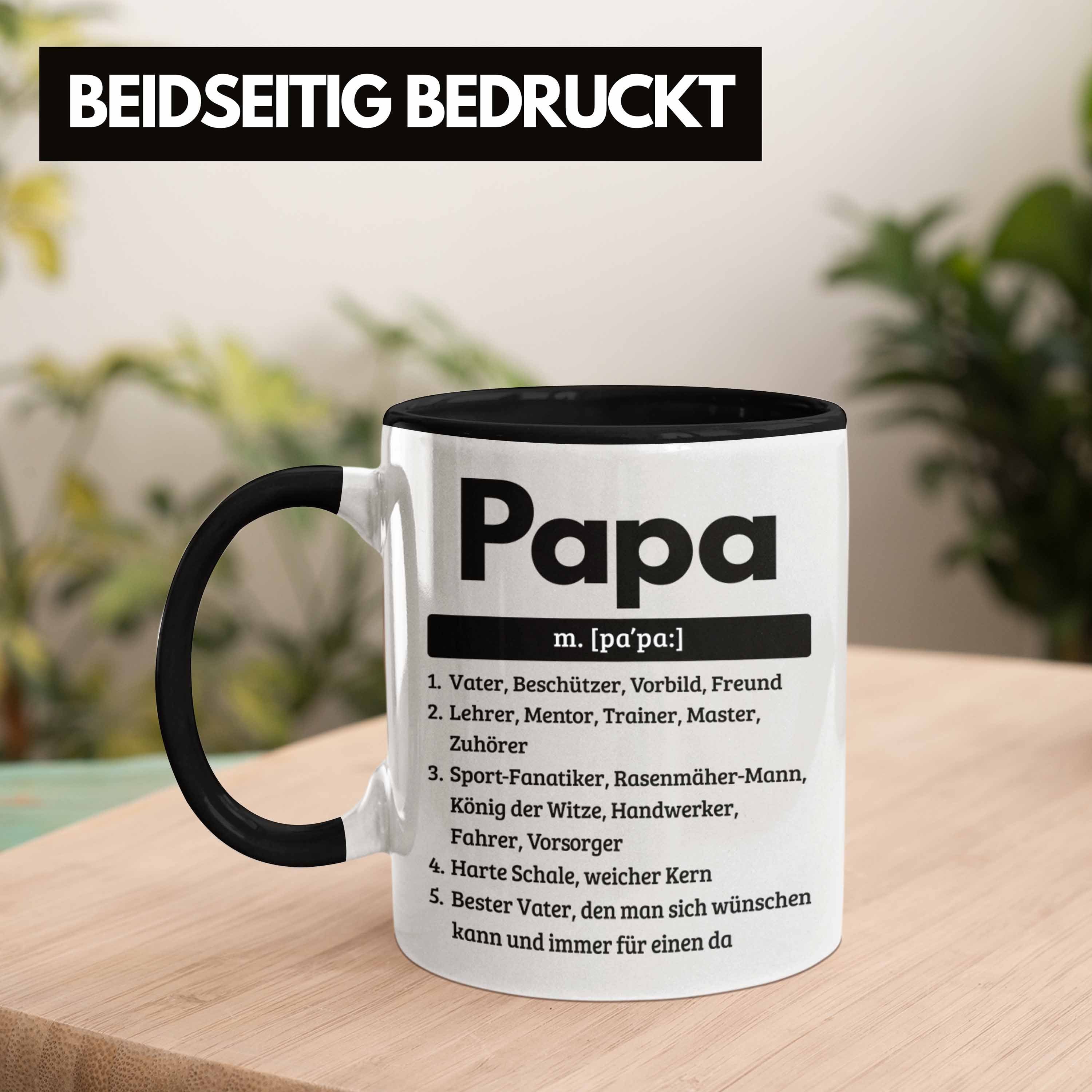 Trendation Tasse Papa für Geschenk Pa Tasse Definition für Schwarz Vatertag Geschenkidee Spruch