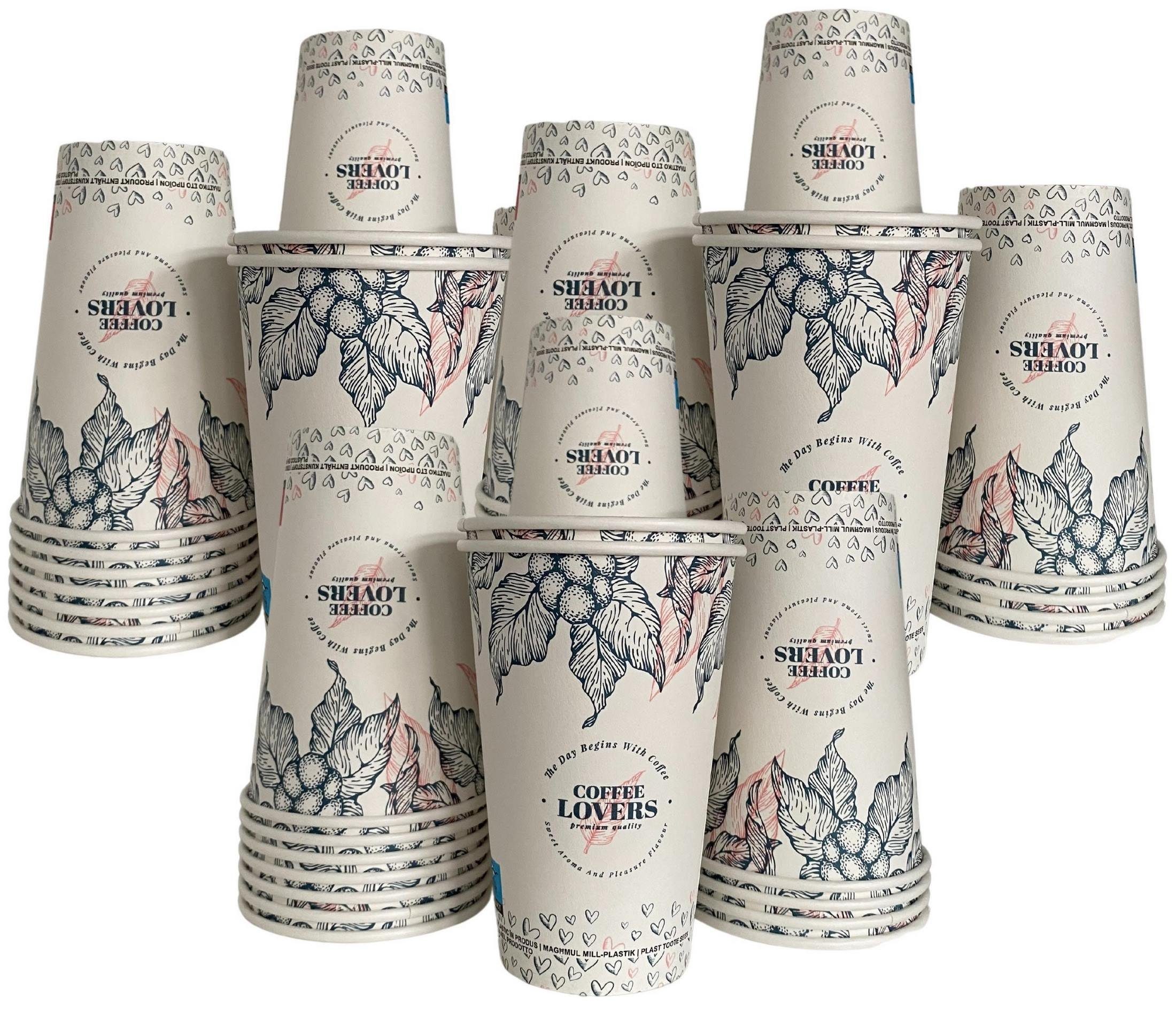 Intertan -1922- Coffee-to-go-Becher 100 Kaffeebecher To Go Pappe COFFEE LOVERS 475ml, 100-tlg.