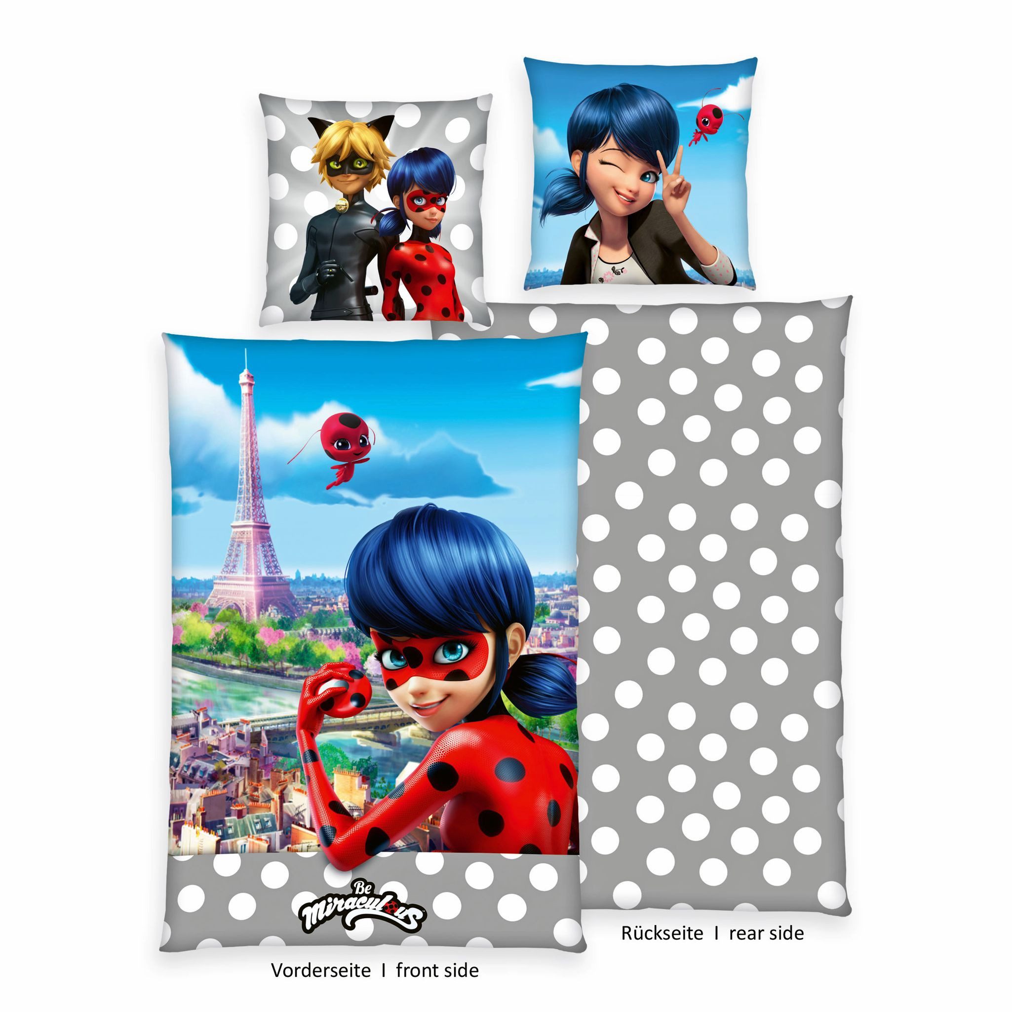 JACK Jugendbettwäsche 135x200cm Be Miraculous Ladybug Paris, Renforcé, 2 te günstig online kaufen