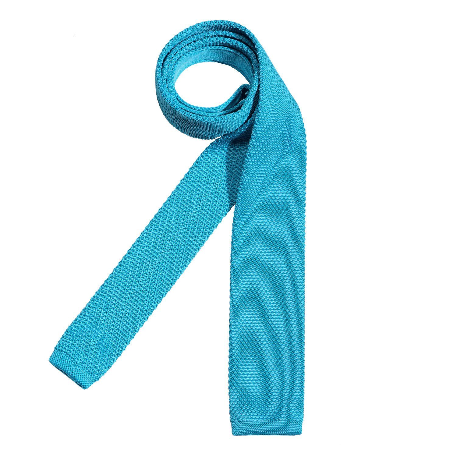 DonDon Krawatte schmale Krawatte 5 festliche Büro cm Strickkrawatte, Wollkrawatte (Packung, Veranstaltungen 1-St) türkis für Retro-Look, oder