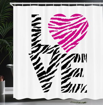 Abakuhaus Duschvorhang Moderner Digitaldruck mit 12 Haken auf Stoff Wasser Resistent Breite 175 cm, Höhe 180 cm, Liebe Zebra Motive der Beschriftung Kunst