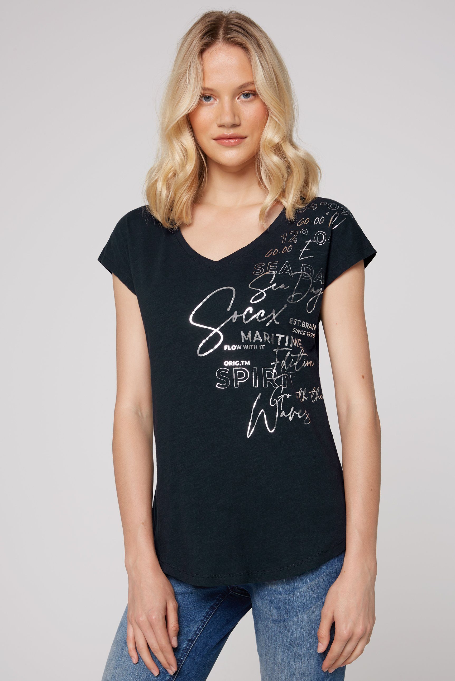 SOCCX V-Shirt aus Baumwolle
