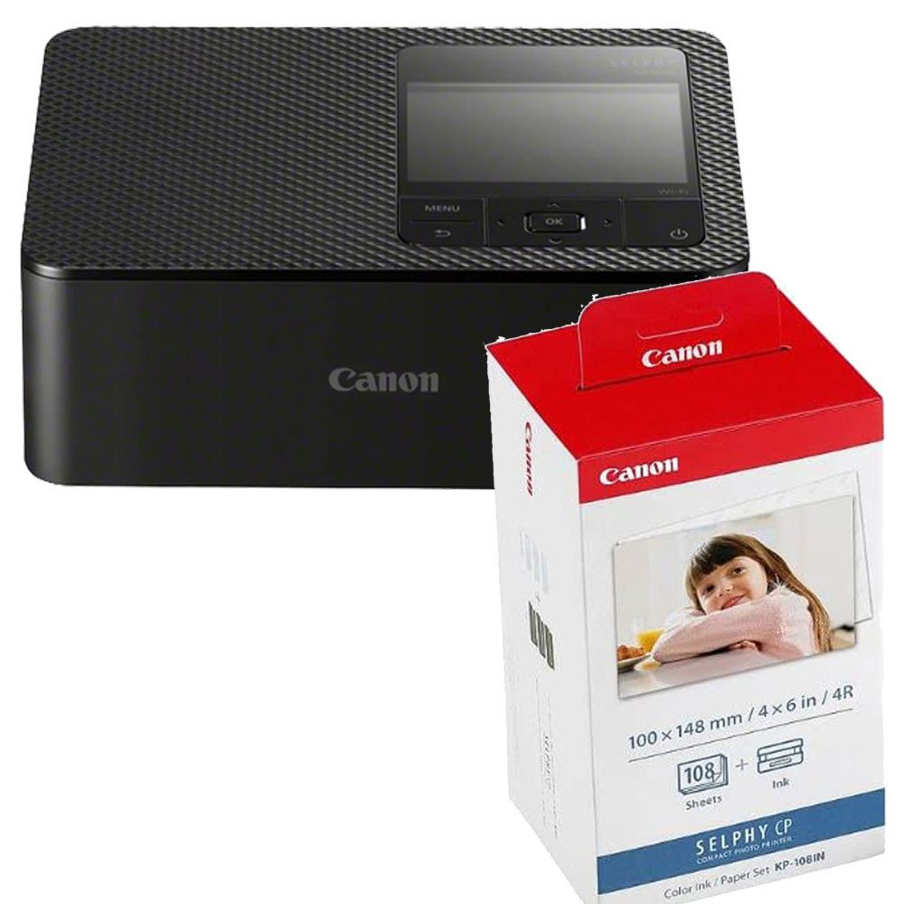 Canon Selphy CP1500 Drucker schwarz + KP-108 IN Fotodrucker