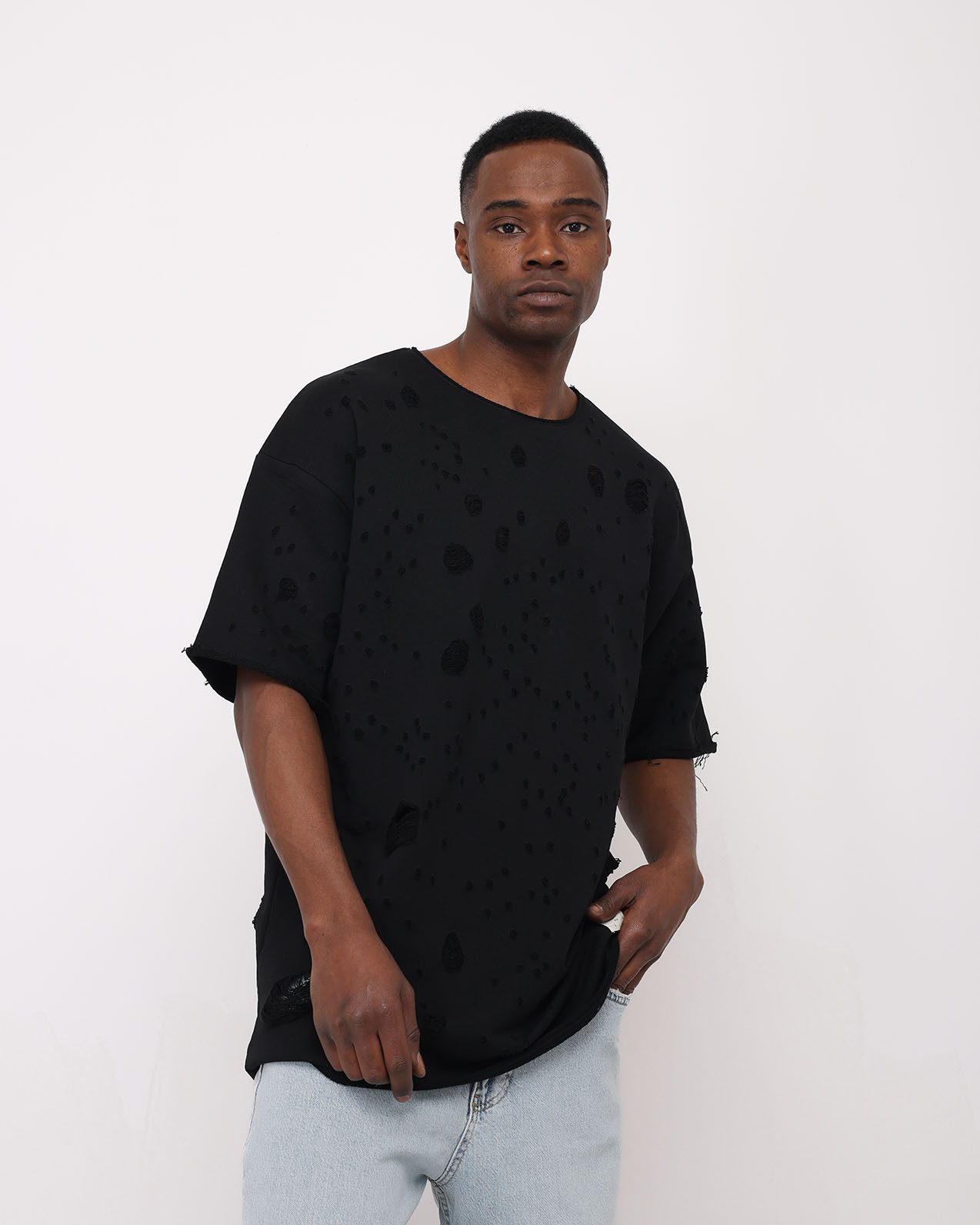 Denim House T-Shirt Oversize T-Shirt im destroyed Look Loose Fit Shirt günstig online kaufen