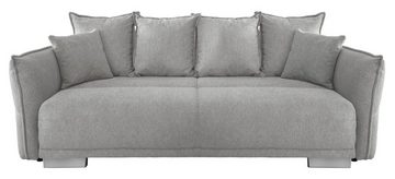 BENFORMATO HOME COLLECTION Big-Sofa PERA, Hellgrau, Stoffbezug, BxHxT 242 x 90 x 131 cm, mit Bettkasten und Schlaffunktion