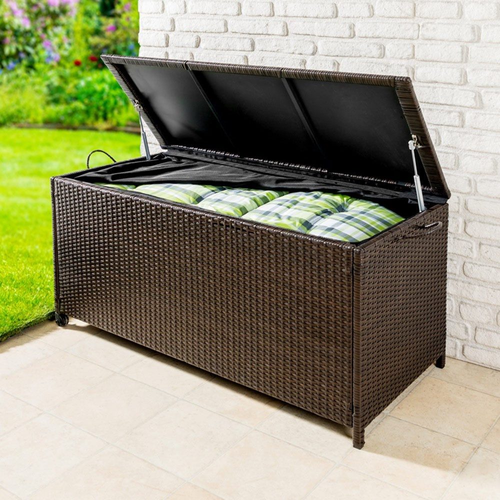 Solax-Sunshine Auflagenbox Geflecht-Polsterbox GENUA braun, Kissenbox