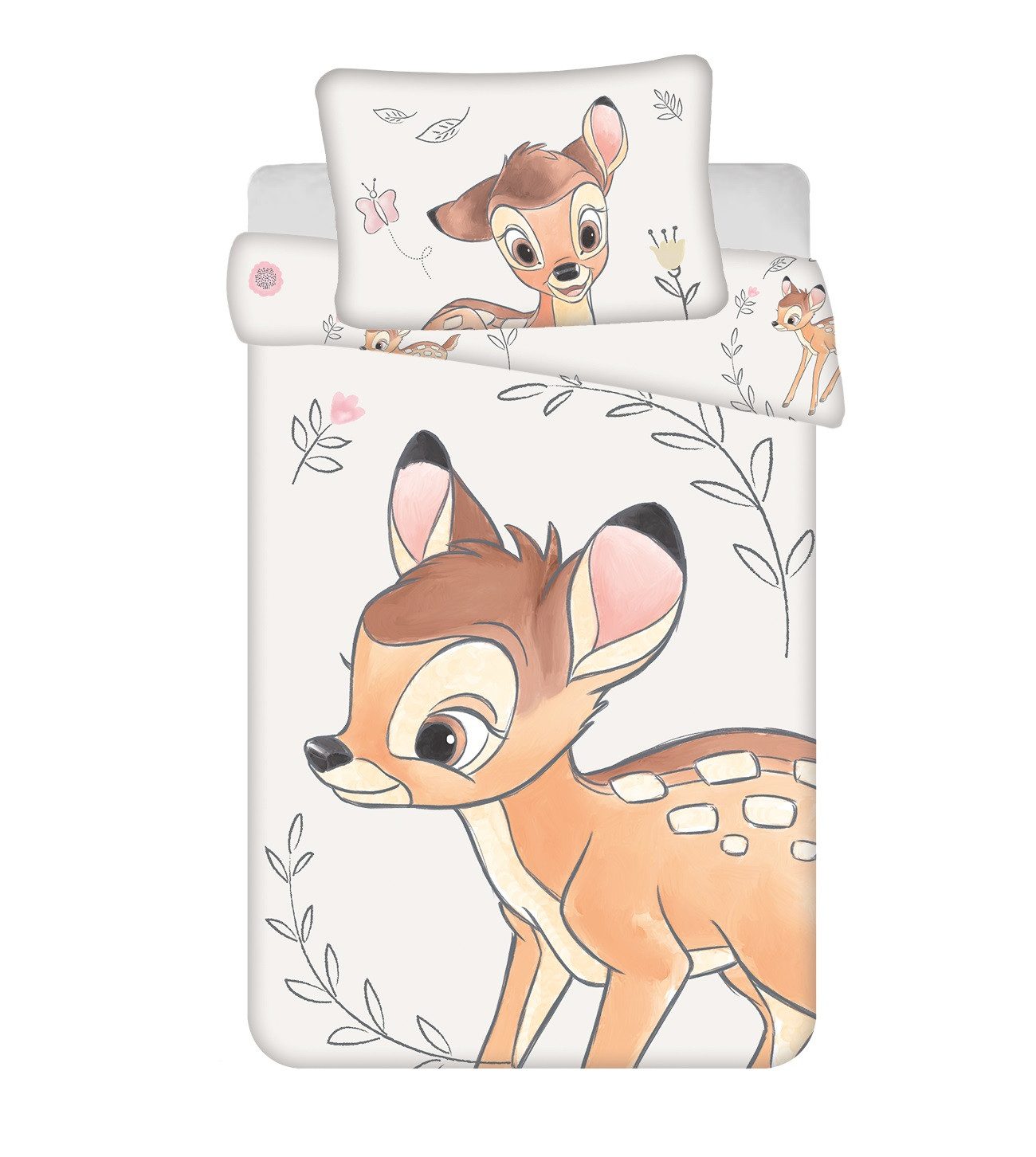 Disney Bambi Kinderbettwäsche Kinder Bettwäsche-Set – Bettbezug 100x135 cm + Kissenbezug 40x60 cm