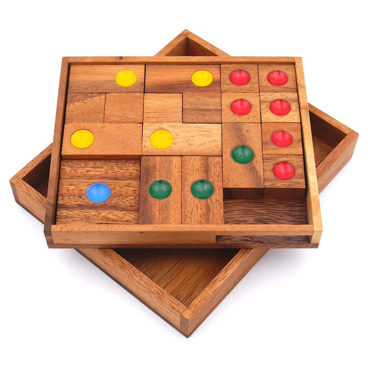 ROMBOL Denkspiele Spiel, raus mit Knobelspiel Holzspiel - Pfiff, variantenreiches Schiebespiel Quadrat