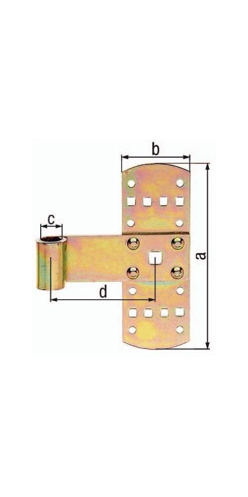 Alberts Türbeschlag Kreuzband Breite 50 mm Länge 140 x 50 mm Stärke 2 mm Stahl galvanisch gelb verzinkt