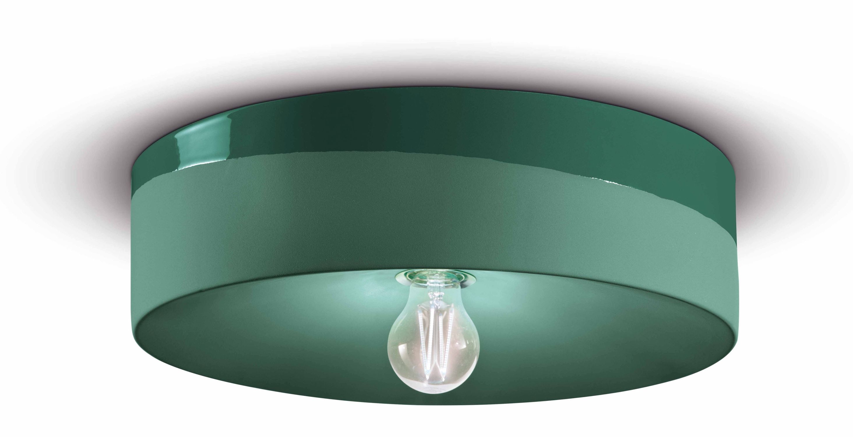 Licht-Erlebnisse Deckenleuchte ENRICO, ohne Leuchtmittel, Keramik D: 40 cm Flaschengrün E27 rund Retro Design Handarbeit