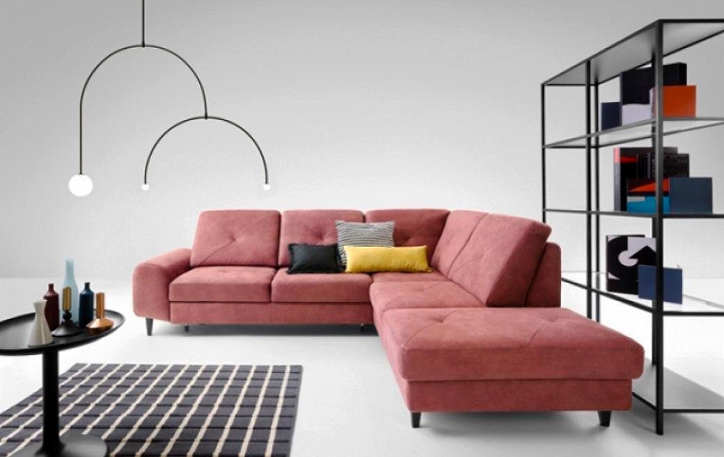 JVmoebel Ecksofa Möbel, L Teile, Couch Form Made Ecksofa Sofa in Polstersofa Rosa Luxus Europe Eckgarnitur 3