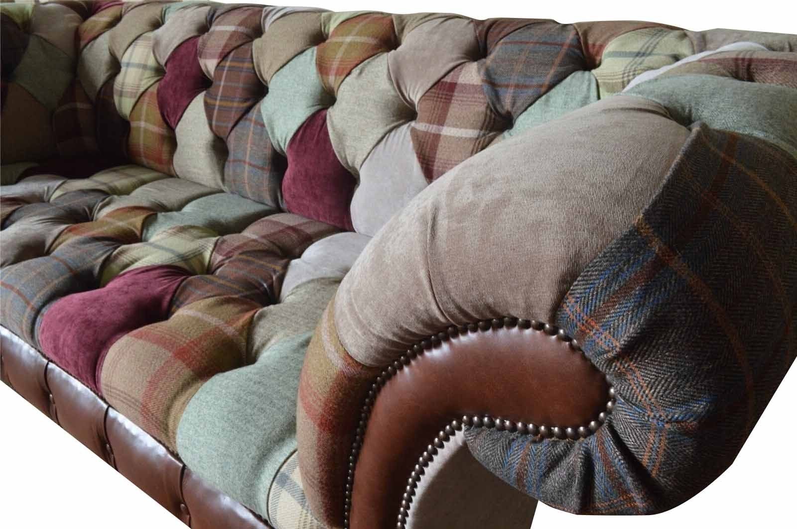 Sofa Europe Textil, Sitz Design Chesterfield JVmoebel Polster 3-Sitzer in Sofa Made Braun Couch