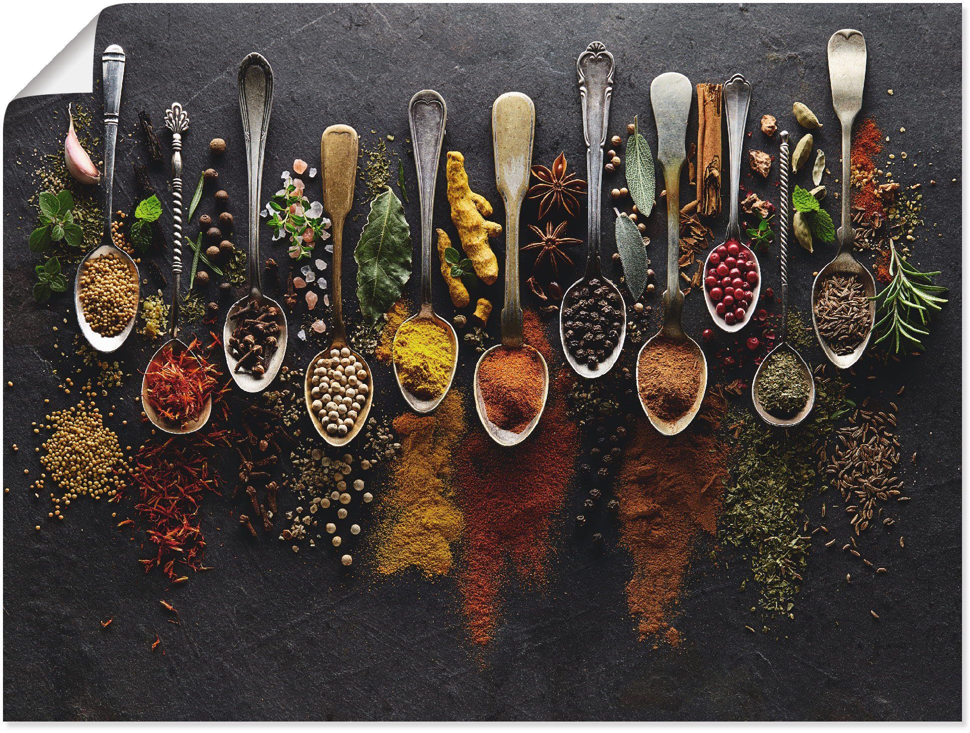 Artland Wandbild Kräuter Gewürze Schiefer, Lebensmittel (1 St), als Alubild, Leinwandbild, Poster, Wandaufkleber in verschied. Größen