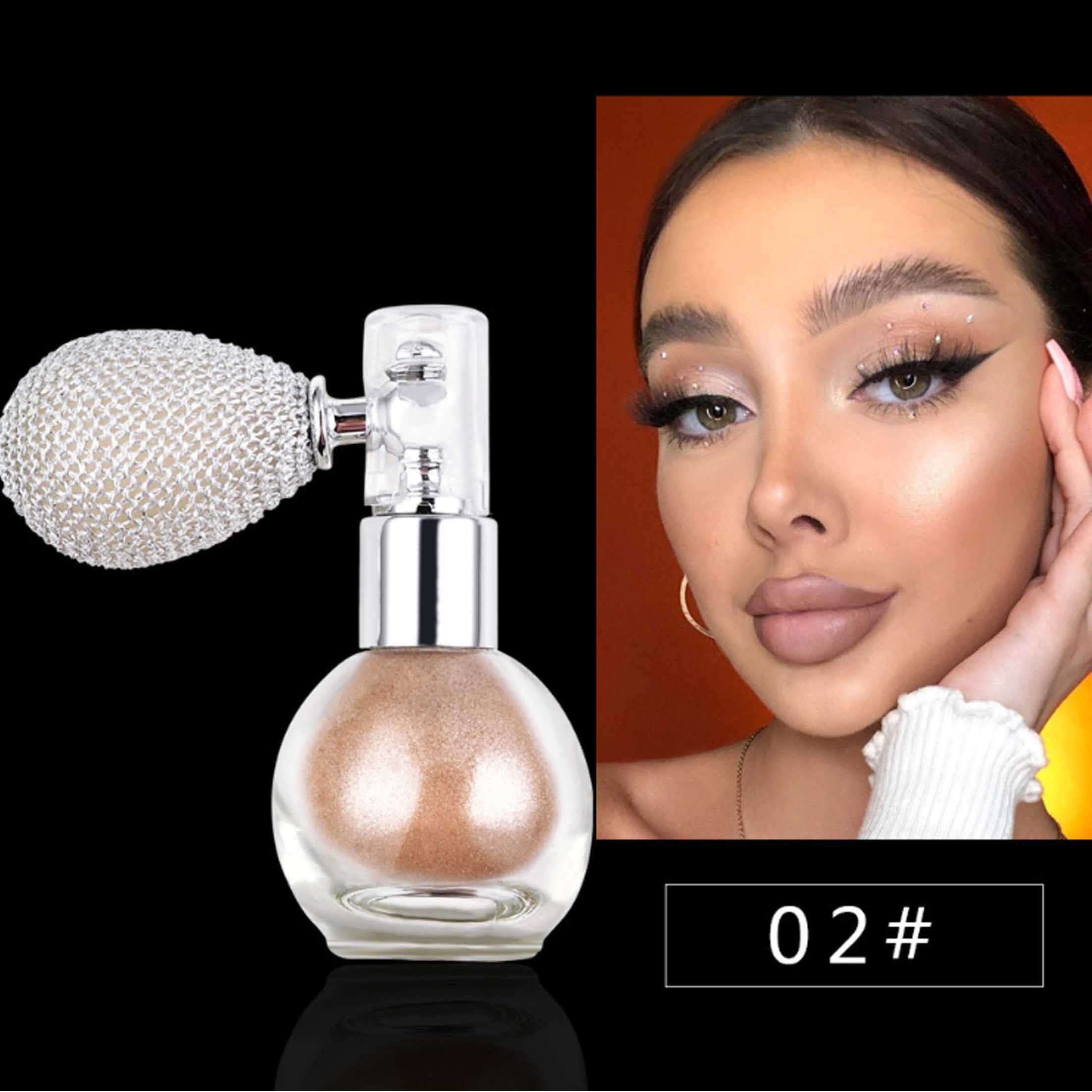 KINSI Bronzer-Puder Glitzerpuder,Körper Highlight,die Haut aufhellen, Party-Kosmetik, Party-Makeup, Haar-Glanzspray, Glitzerpuder für Gesicht und Körper