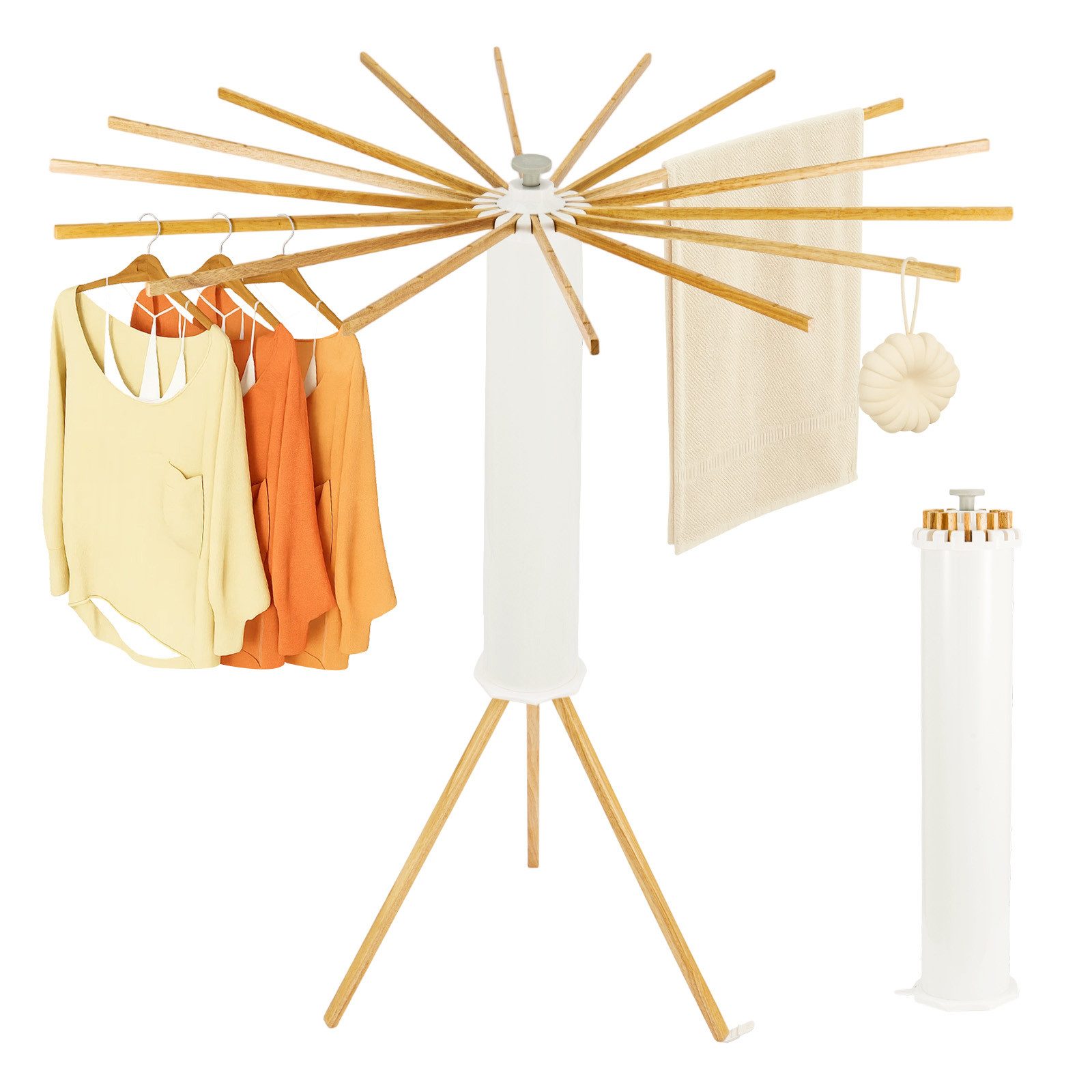 Youyijia Badewannen-Wäscheständer Wäscheständer aus Holz faltbar platzsparend ausziehbar für Balkon