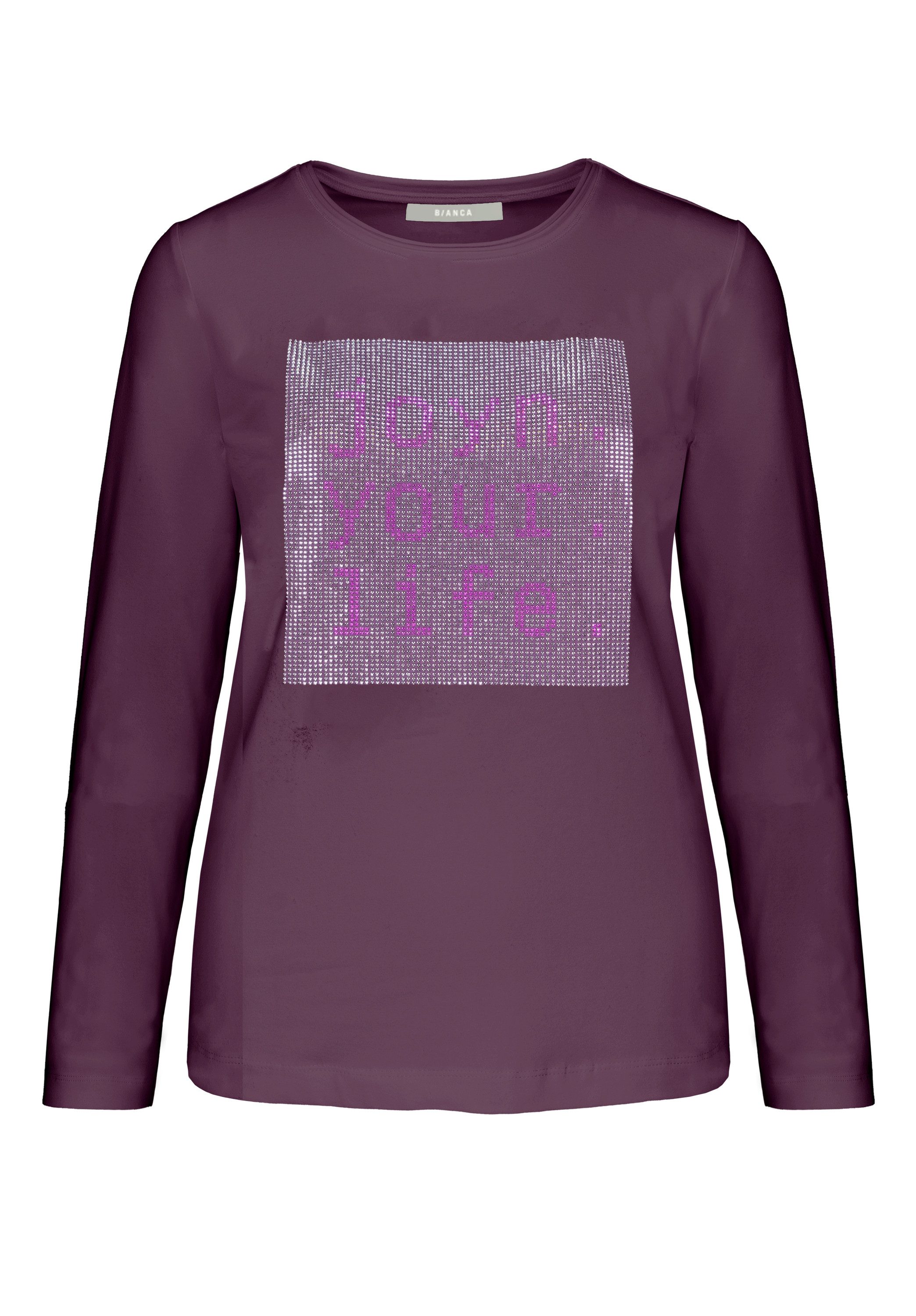 bianca Rundhalsshirt DAMI mit dezent schimmernden Frontmotiv günstig online kaufen