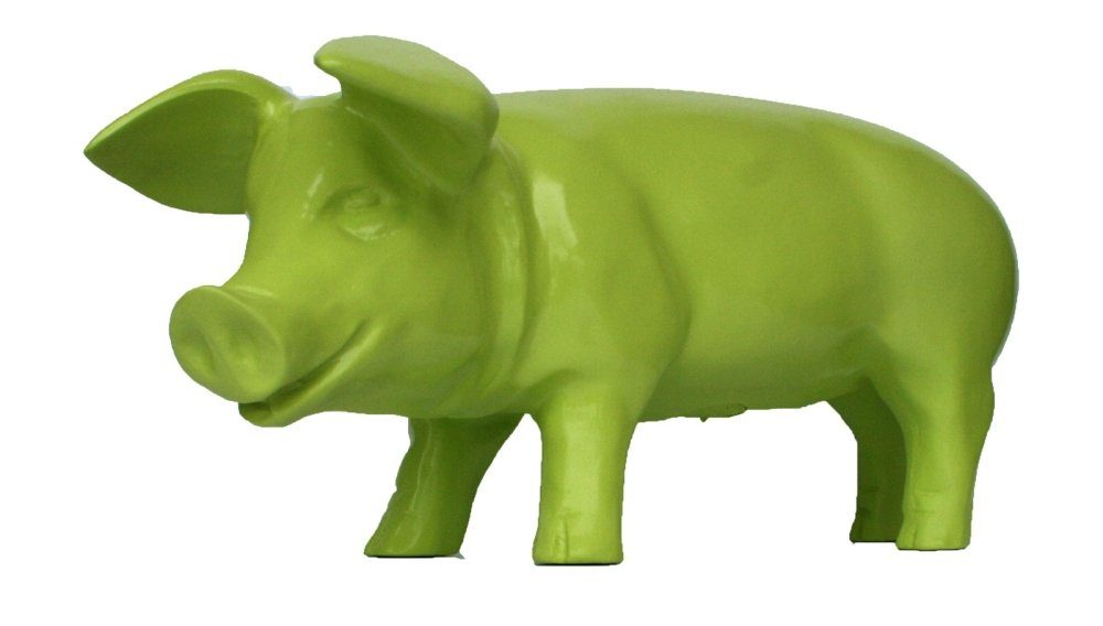colourliving Tierfigur Deko Schwein Ferkel Apple grün Tierfigur Garten