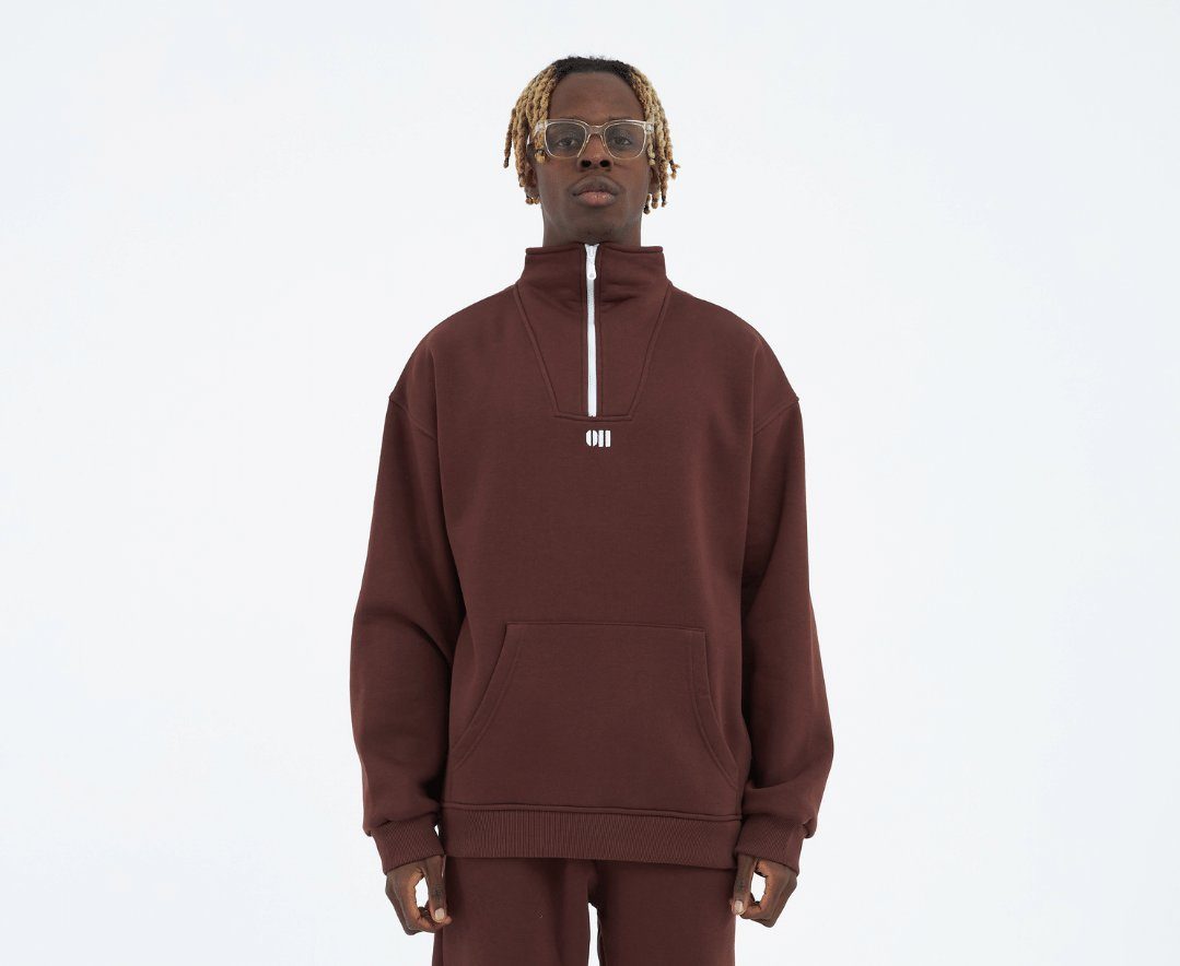 COFI Casuals Longsweatshirt Zipper Hoodie Sweater Cotton Sweatshirt Reißverschluss Drop Shoulder