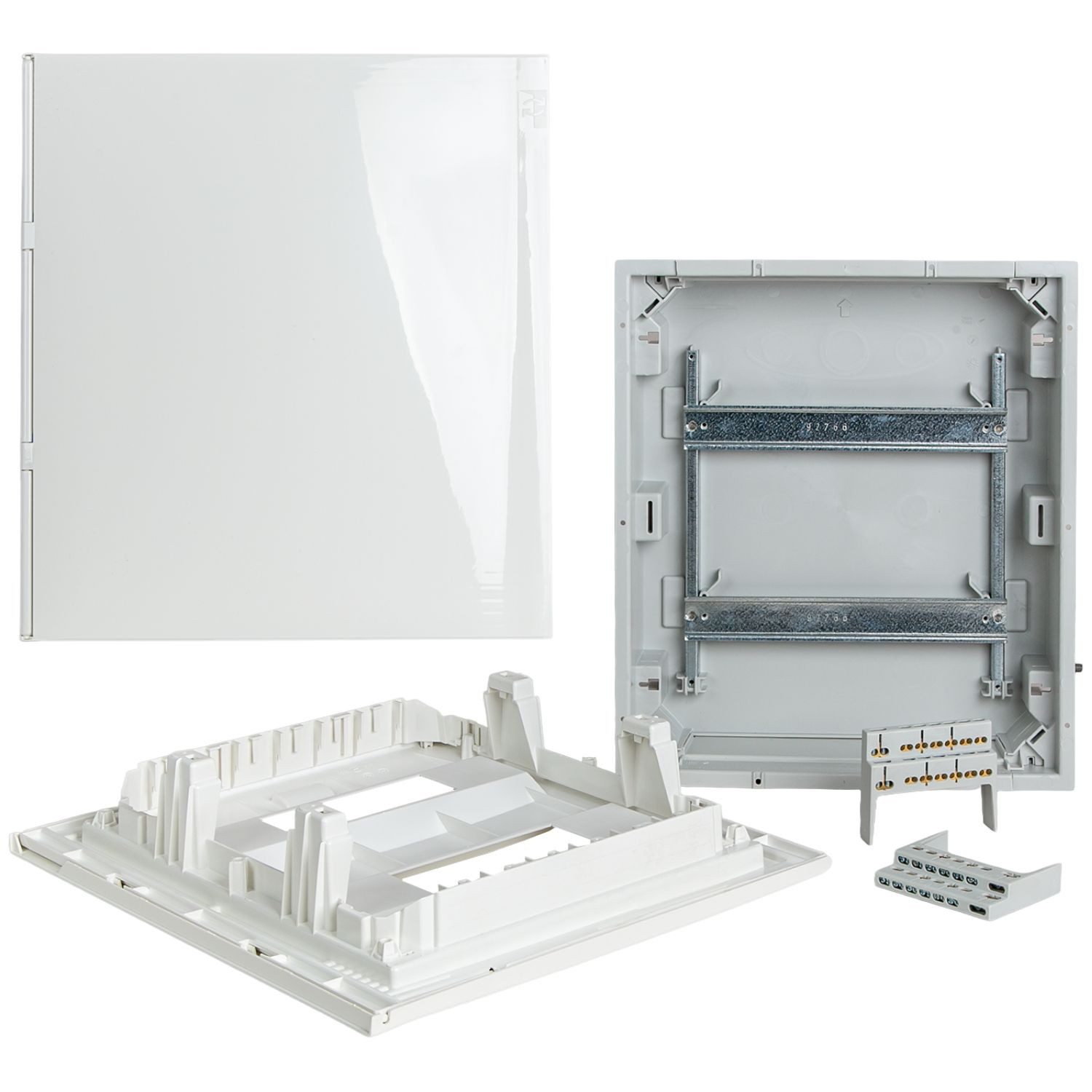 UNITEC Stromverteiler Verteilerkasten 2-reihig Unterputz UP Weiß (Set, Mauerkasten), Verteiler Kleinverteiler mit Tür IP30 Mauerkasten 2x 14 Module