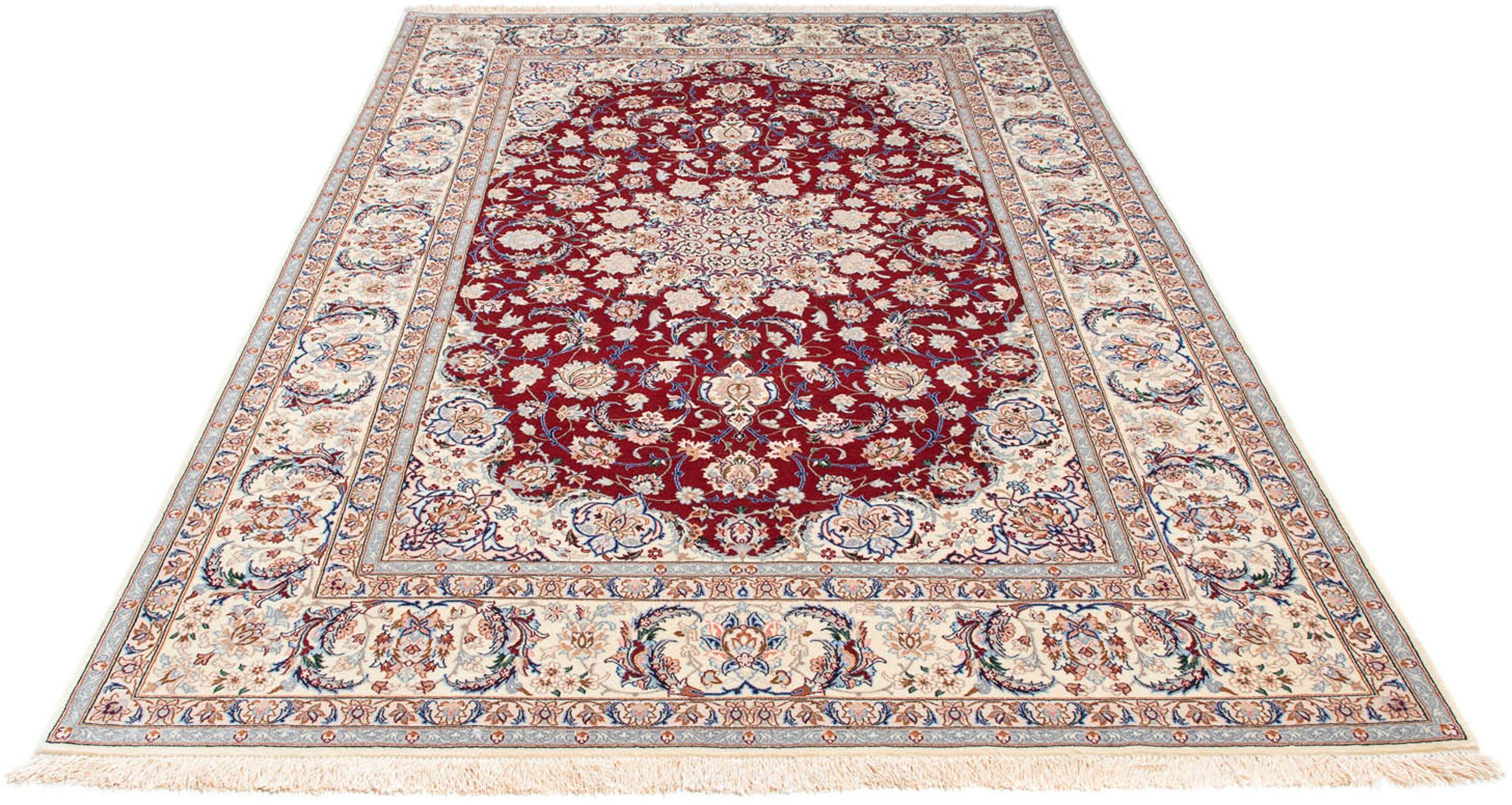 Zertifikat Isfahan - Handgeknüpft, Premium rechteckig, 157 - x mm, morgenland, rot, Höhe: mit cm Perser 6 Wohnzimmer, Orientteppich 243 Einzelstück - -