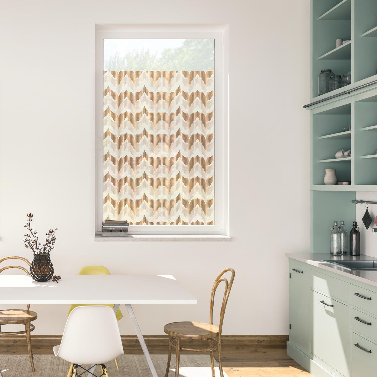 LICHTBLICK ORIGINAL Fensterfolie Fensterfolie selbstklebend, Sichtschutz, Boho Zig Zag - Gelb, blickdicht, glatt