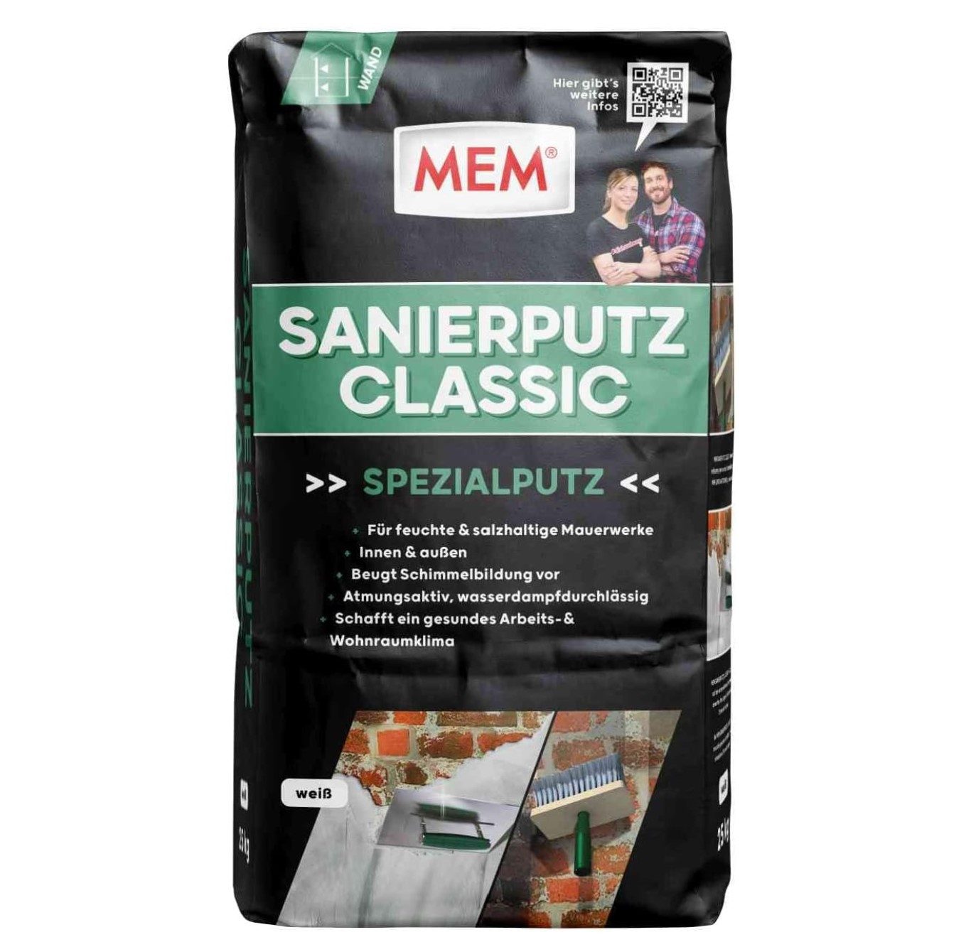 MEM Bauchemie Montagekleber MEM Sanierputz Classic Weiß 25 Kg
