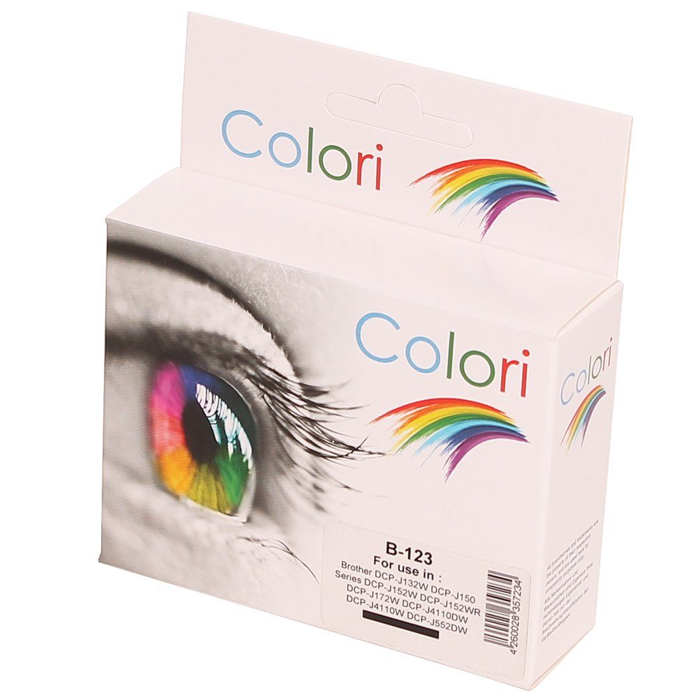 Colori Tintenpatrone (Kompatible Druckerpatrone für Brother LC-121 BK LC-123XL Schwarz, 4110DW DCP-J4110W DCP-J552DW DCP-J752DW MFC-J245 MFC-J285DW MFC-J4310D)