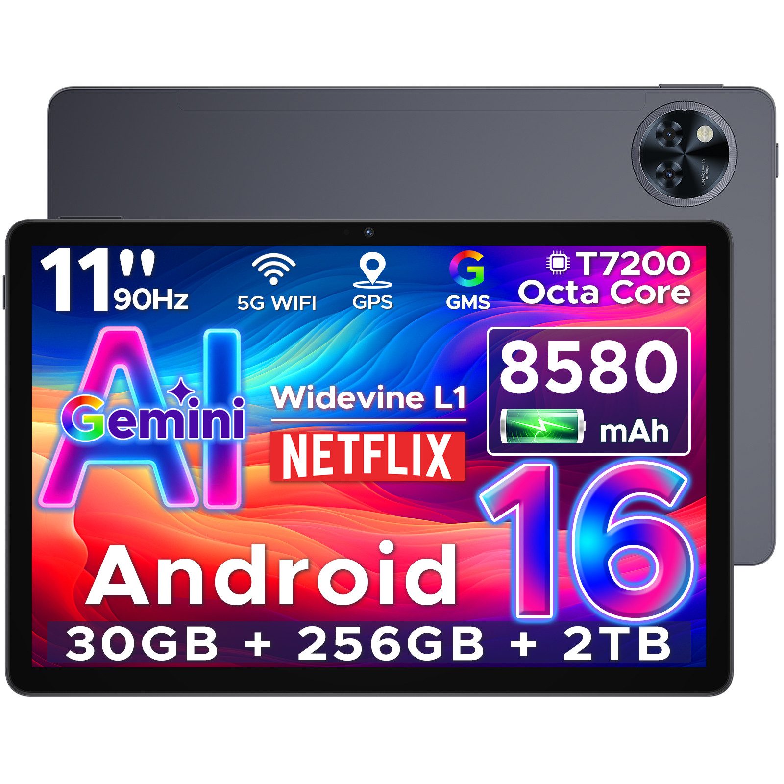 DOOGEE U11 Pro Android 15 Tablet mit Tastatur, Stift, Maus, Hülle, 11 Zoll Tablet (11", 256 GB, Android 16, WIFI, 8580mAh, 90Hz, 13MP+5MP, 5G WiFi/Widevine L1/ GPS/Face ID/OTG)
