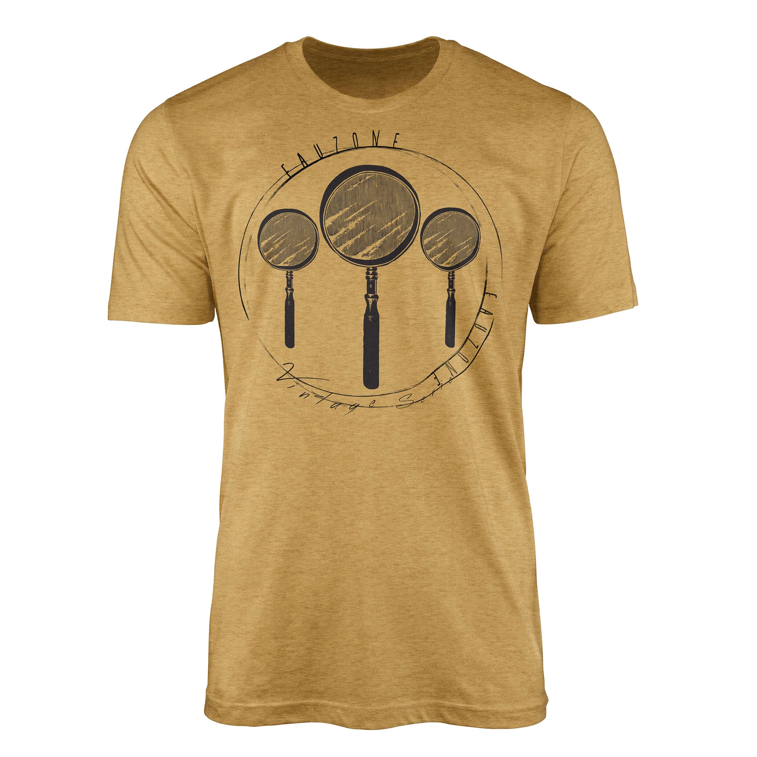 Sinus Art T-Shirt Vintage Herren T-Shirt Lupe Antique Gold