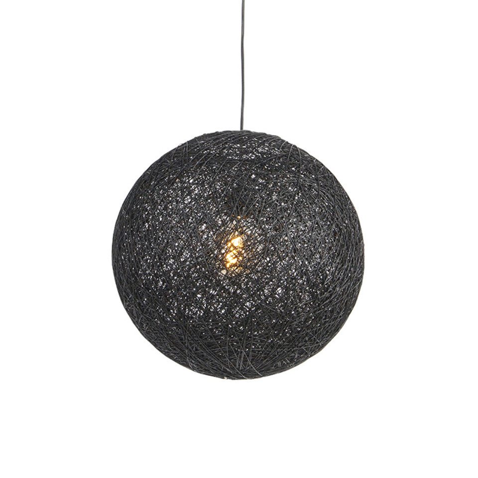 Qazqa Pendelleuchte Corda, ohne Leuchtmittel, Warmweiß, QAZQA Hängeleuchte, e27, Schwarz, Papier, Modern