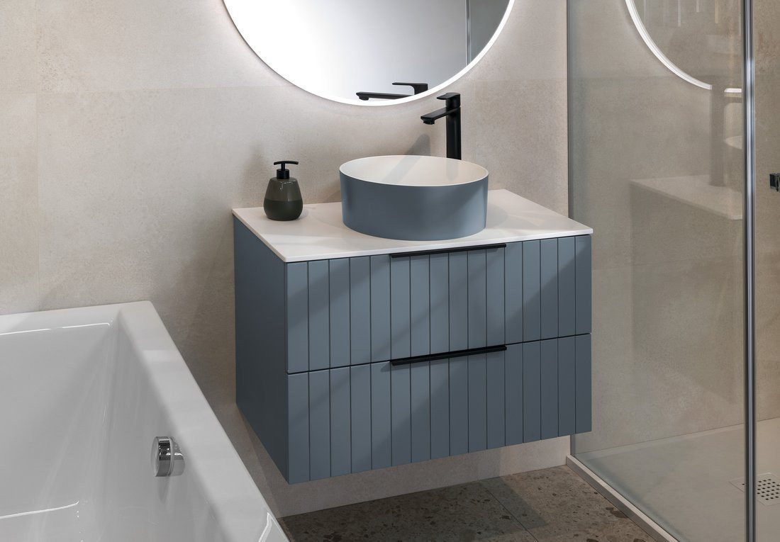 Sapho Waschtisch THIN Waschbecken für Arbeitsplatte Ø38 cm, Siena/Weiß matt, Sapho-WN548-42