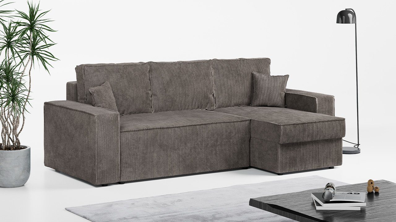 MKS MÖBEL Ecksofa DENVER, L-Form, mit Schlaffunktion, Bettsofa - Wohnzimmer L Couch