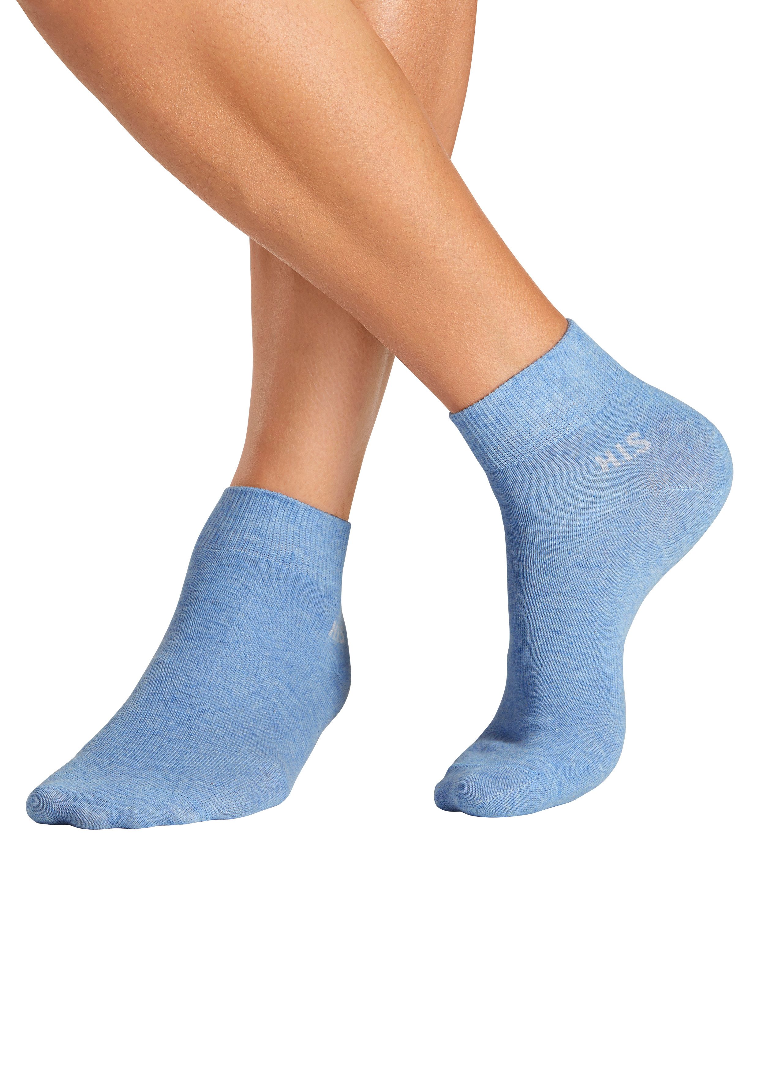 H.I.S Kurzsocken Kurzschaft Socken Herren, zum einfachen Sortieren (Packung, 10-Paar, Quarter socken bis Gr. 48) mit farbigem Innenbund