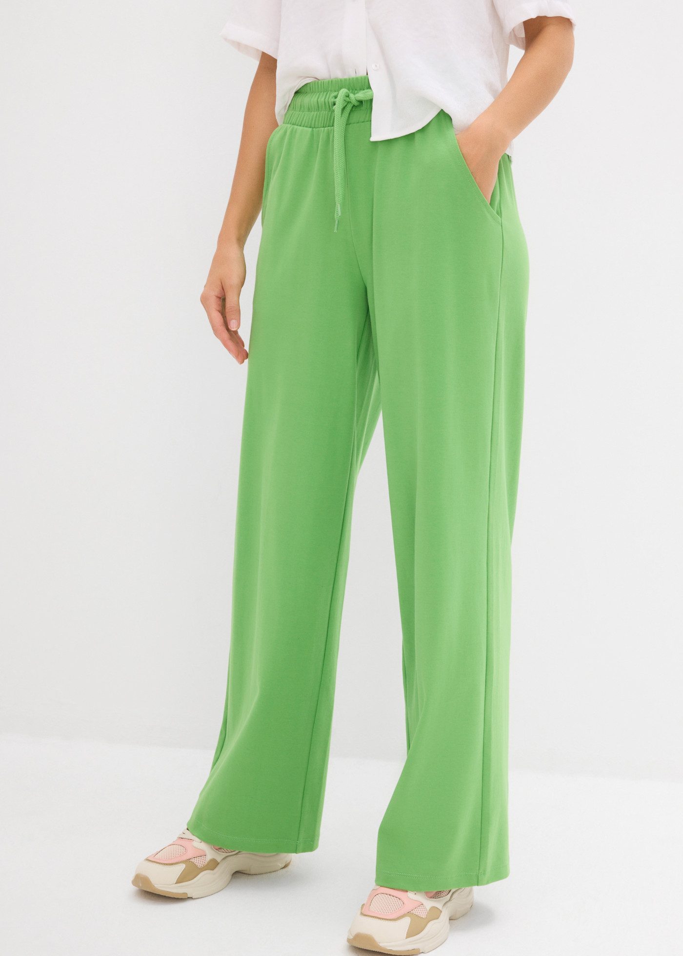 bonprix Jerseyhose aus Baumwolle, lockere Passform, weites Bein, Casual Stil