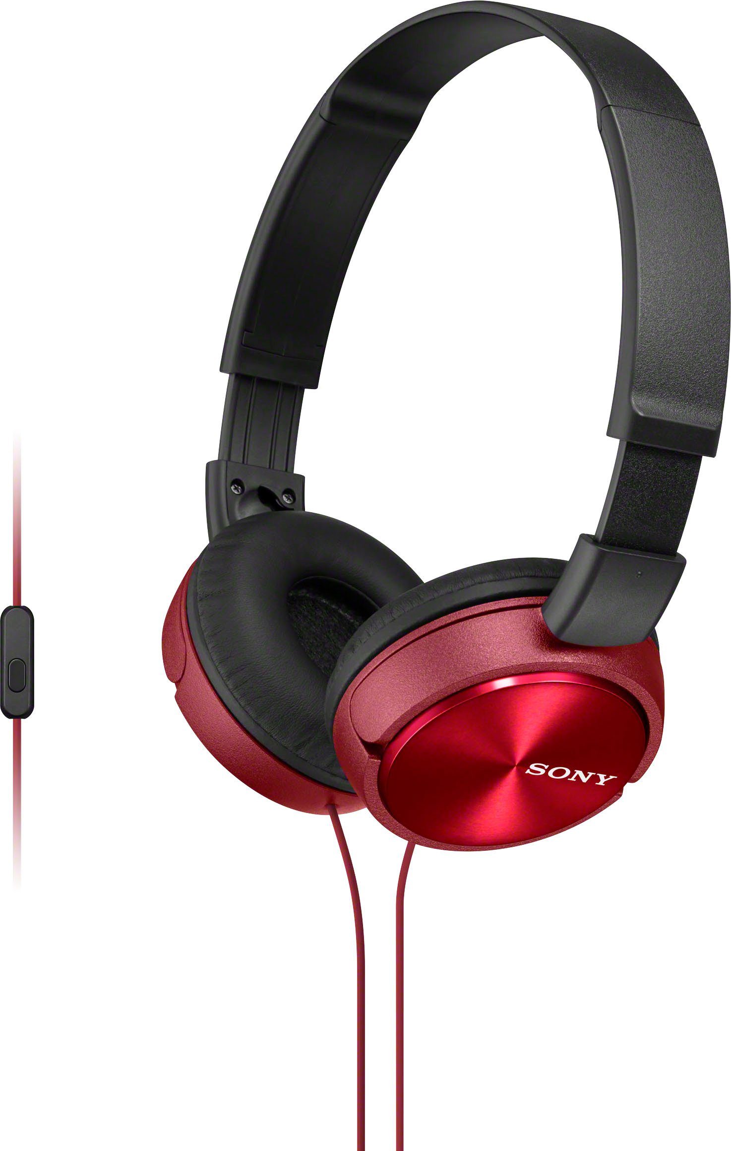 Headset Sony MDR-ZX310AP rot (mit Over-Ear-Kopfhörer Funktion)
