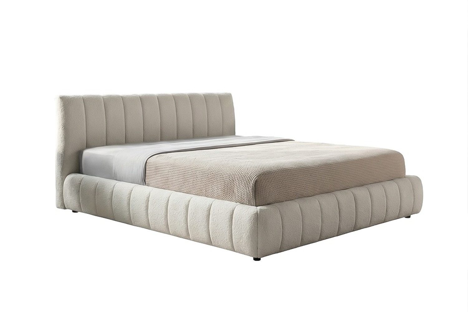KAWOLA Polsterbett ALIOTTA Bouclé - Struktur trifft Design - Wohnlicher Look, Inklusive Lattenrost 3-fach höhenverstellbar - Komfort neu definiert