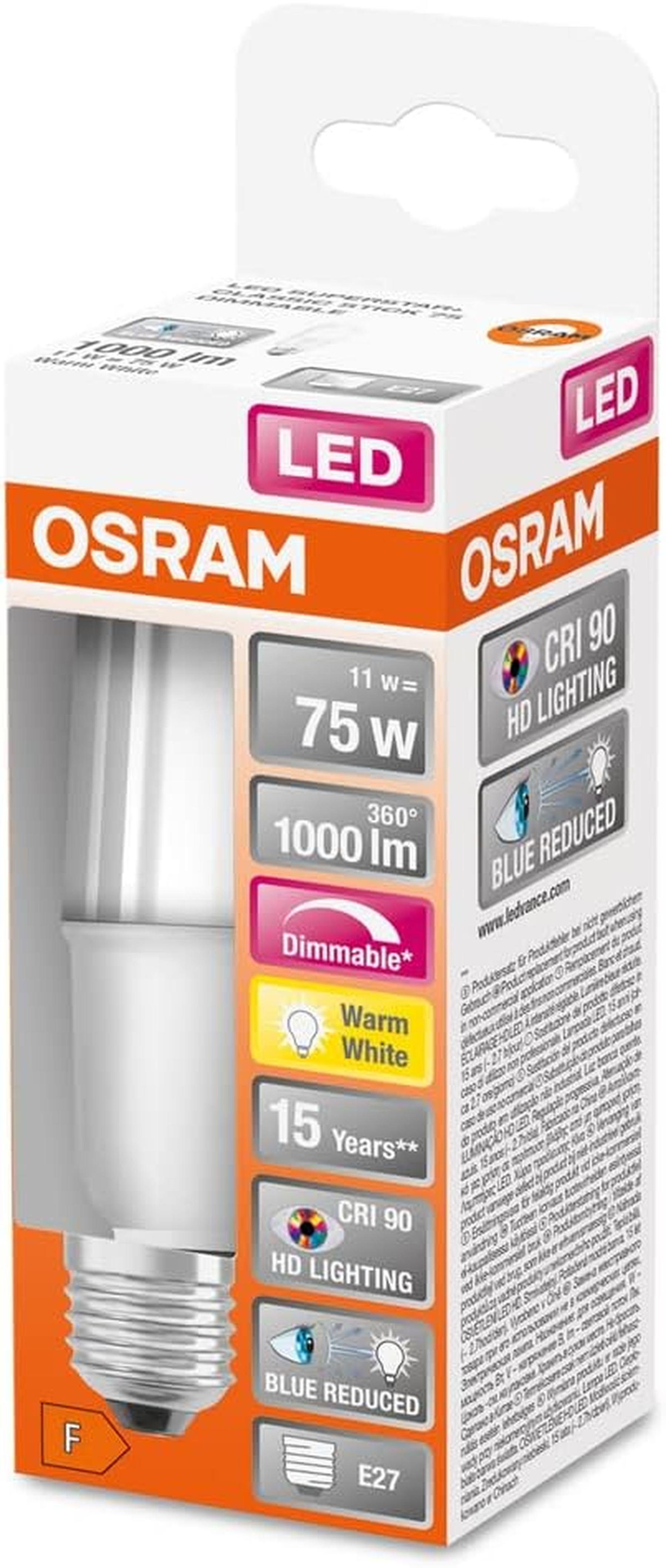 Osram LED-Leuchtmittel OSRAM Superstar dimmbare E27 Lampe, E27, LED Warmweiß