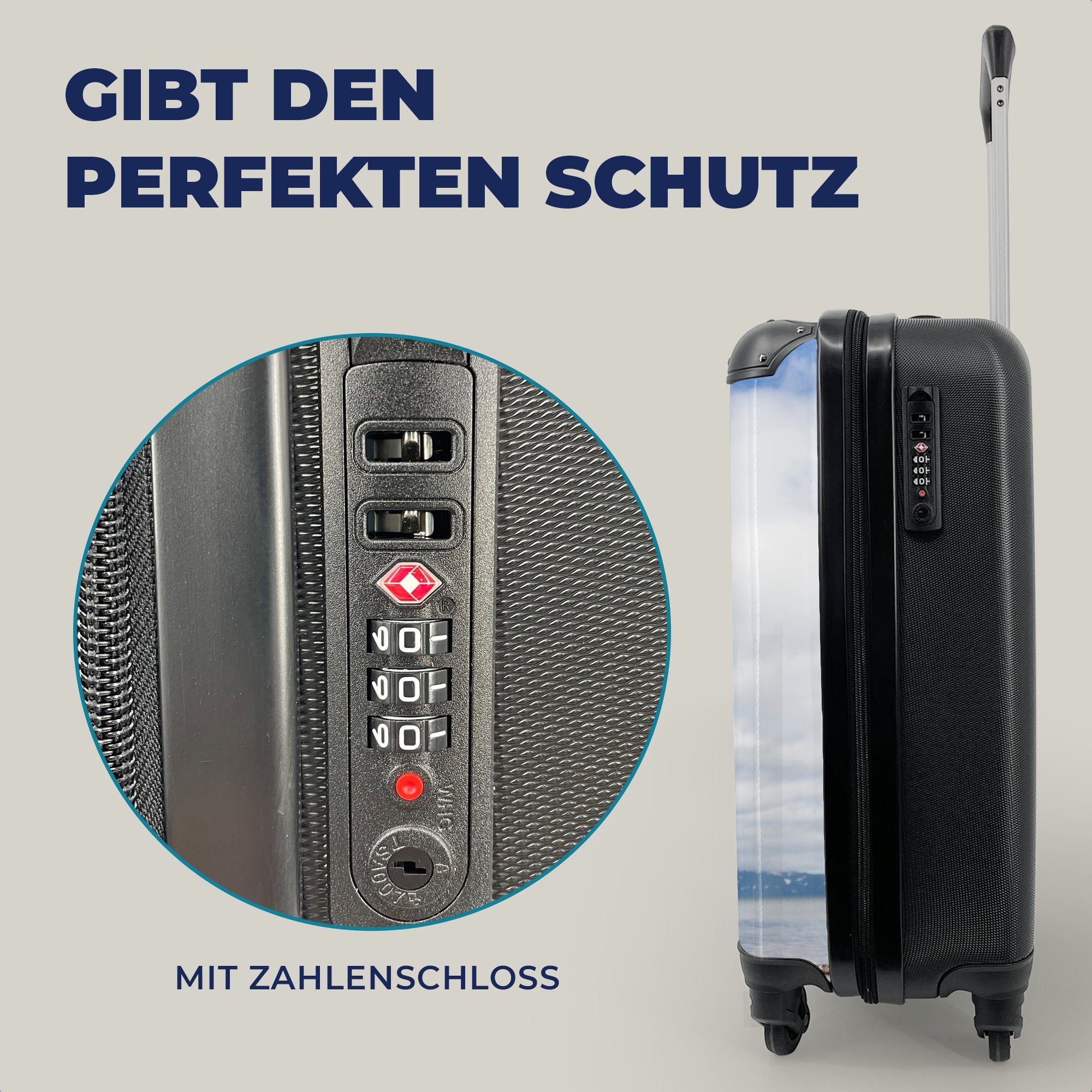 mit 4 Handgepäckkoffer rollen, Handgepäck Rollen, Reisekoffer MuchoWow Küste - Wasser, für Ferien, Reisetasche Bär Trolley, -