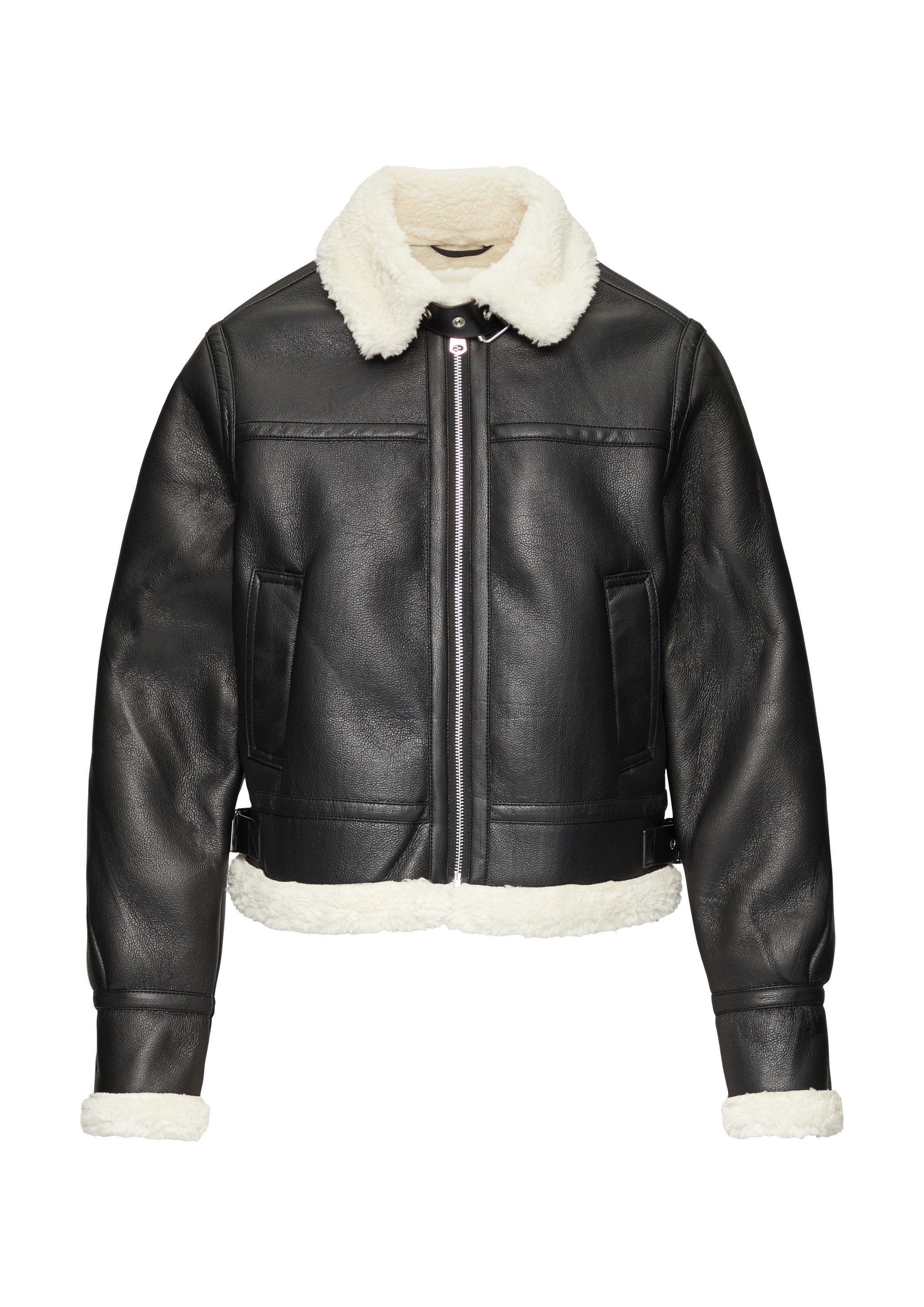 QS Winterjacke Outdoor-Jacke Verkürzte Jacke in Lammfelloptik günstig online kaufen