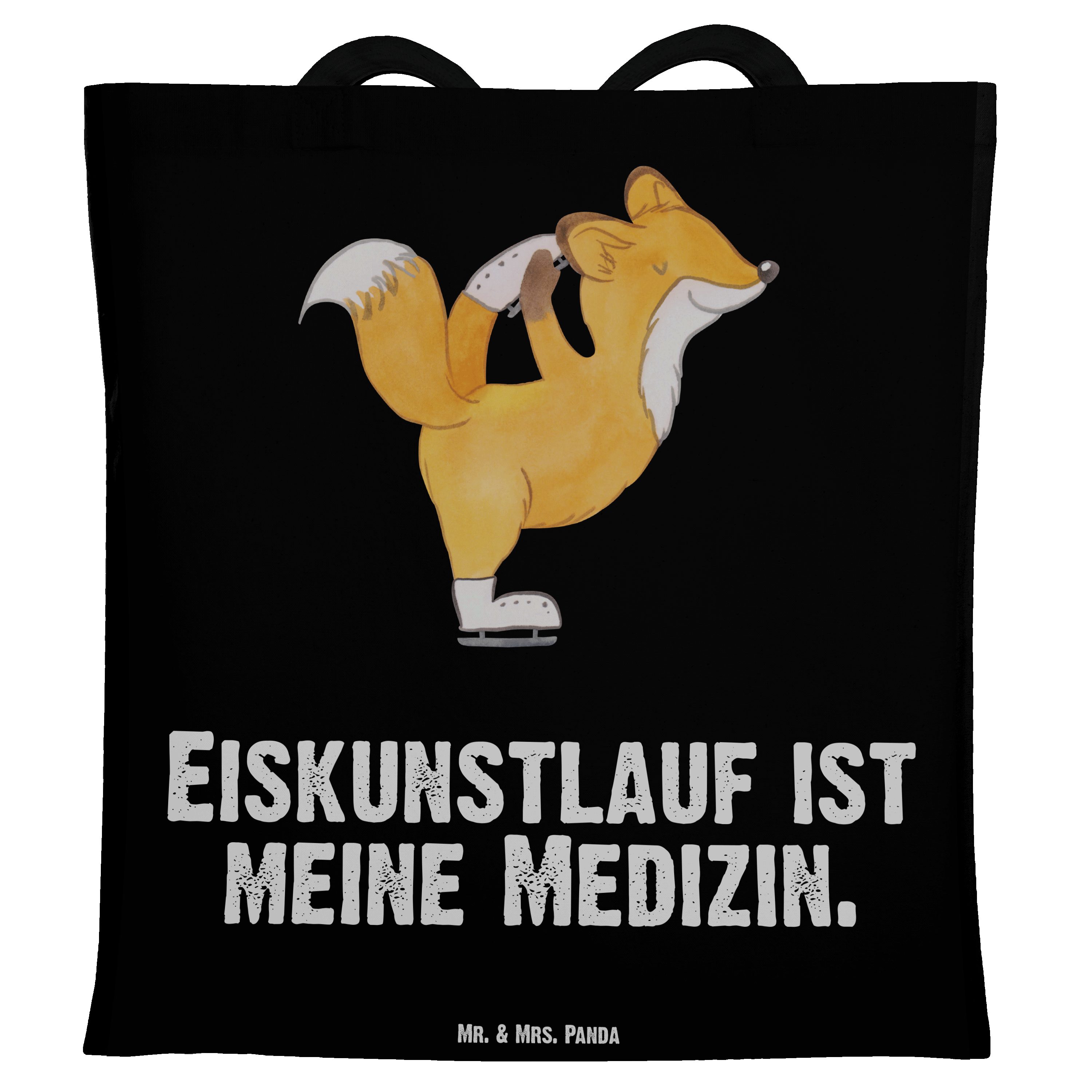 Mr. & Mrs. Panda Tragetasche Fuchs Eiskunstläufer Medizin - Schwarz - Geschenk, Einkaufstasche, Sp (1-tlg)